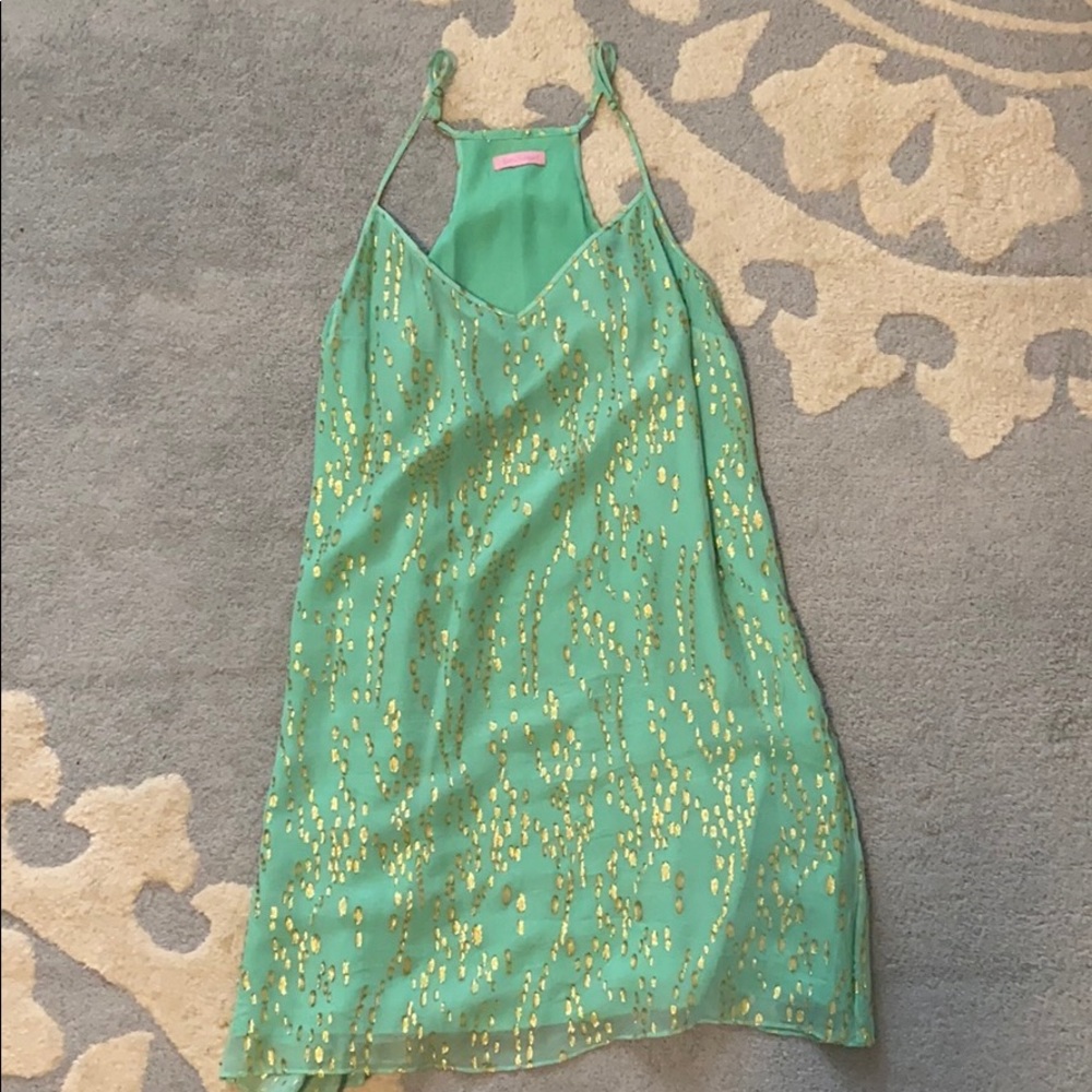 Lilly Pulitzer light green & gold dress